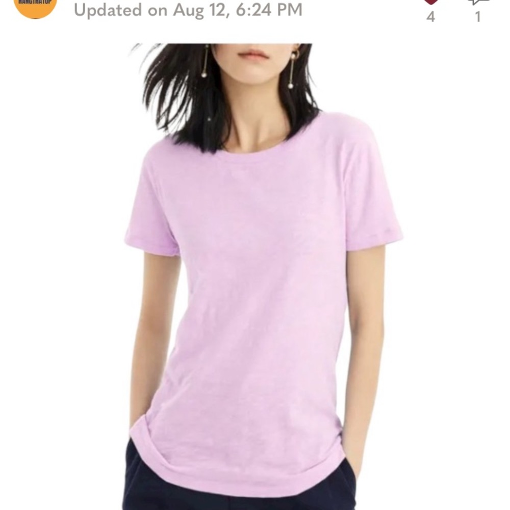 J. Crew Women's Smoky Wisteria Vintage Cotton Crewneck T-Shirt Size L.  NWT
